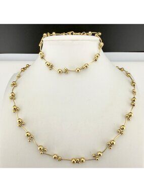 Vintage Premiere Designs Necklace Bracelet Set Beaded Gold Tone Retired 2005